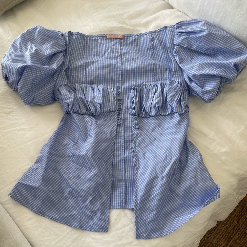 Maggie Marilyn Picking Daisies Plaid Cotton Top